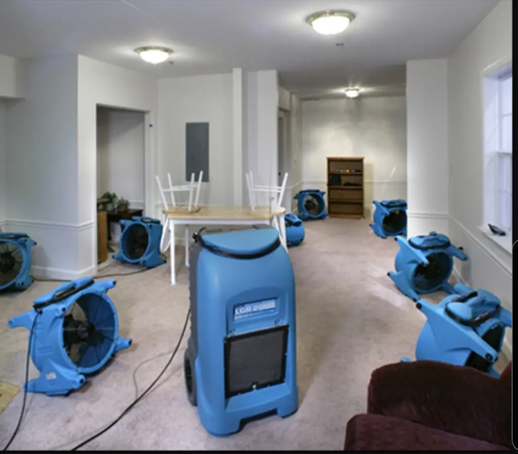Air movers and dehumidifier setup for Water Extraction & Removal in Village of Oak Creek (Big Park)